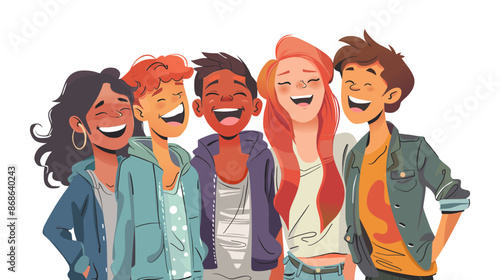 Diverse group of teenagers is laughing and having a good time together
