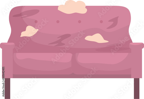 Pink sofa needing cleaning or reupholstering, great for topics like furniture restoration, second hand furniture, or home renovation