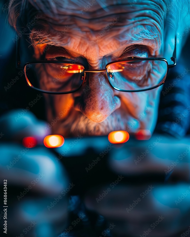 Close up portrait of a senior man playing video games with a controller. Close up portrait of a senior man playing video games with a controller.