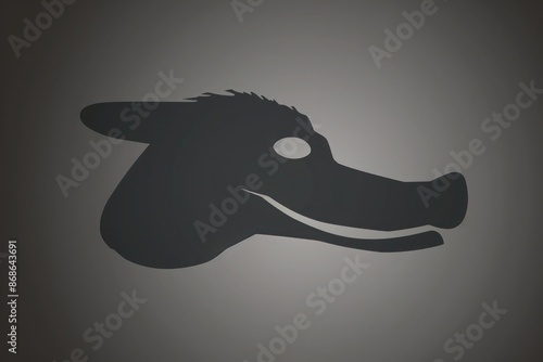 A realistic silhouette logo of a platypus's face, emphasizing its duck-bill and webbed features, set against a charcoal backdrop photo