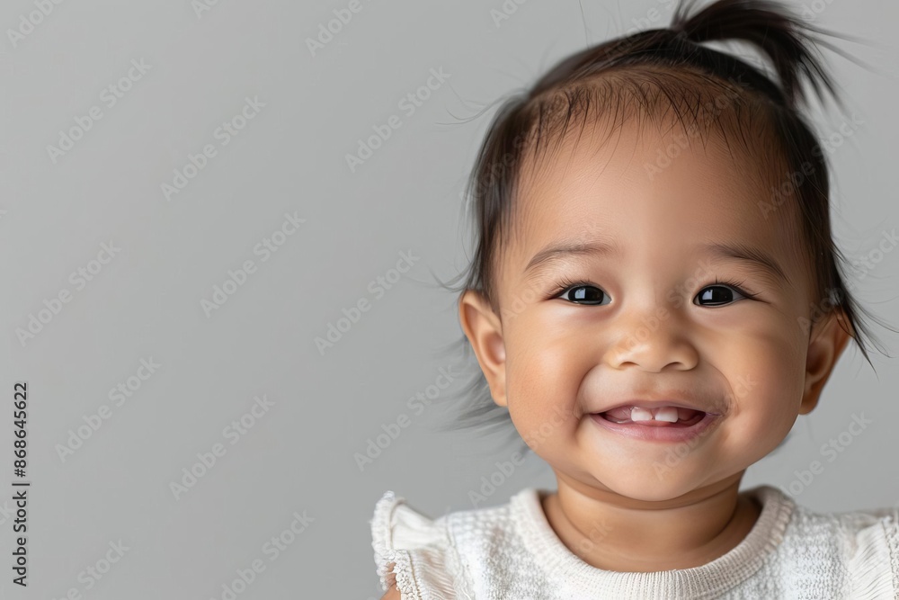 Adorable baby girl smiling with big eyes and a toothless grin. Adorable baby girl smiling with big eyes and a toothless grin.