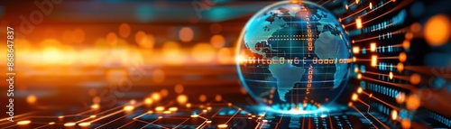Vibrant image of Earth with illuminated connections, highlighting global networking and technological interconnectivity