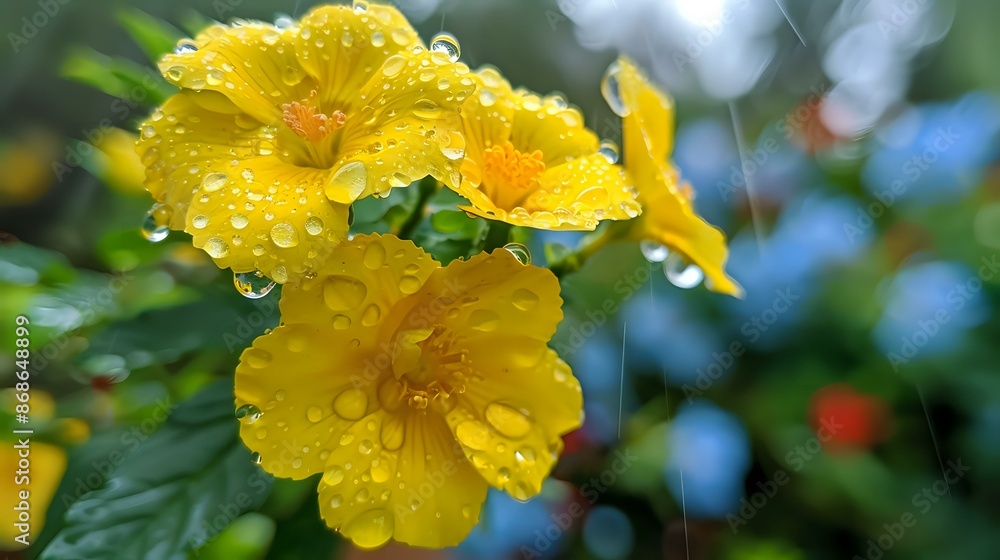 a beautiful view of rain drops on the yellow flowers 5 a beautiful view of rain drops on the yellow flowers 5