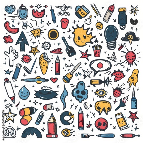 Wallpaper Mural Bullet icon, doodle shell symbol, sketched military cartridge, emotional horror gun sleeve, weapon sign Torontodigital.ca