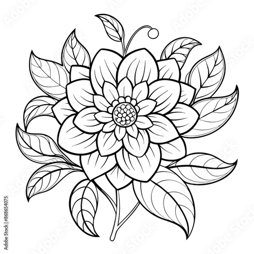 A generative art illustration of a flower with leaves
