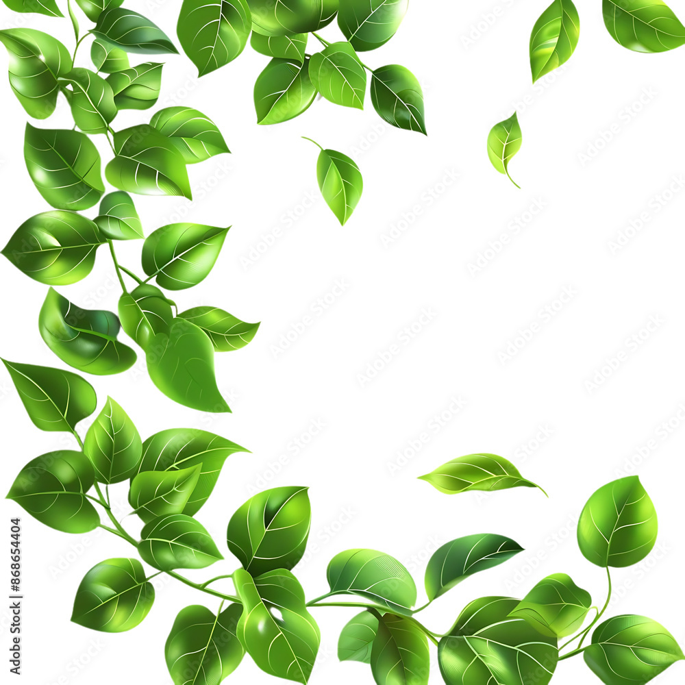 Green Leaf Illustration on Black Background Green Leaf Illustration on Black Background