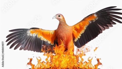 phoenix on fire png isolated on white or transparent background bird burning © Nayeli