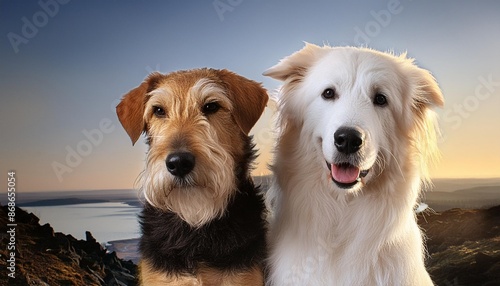 sealyham terrier and golden retriever photo