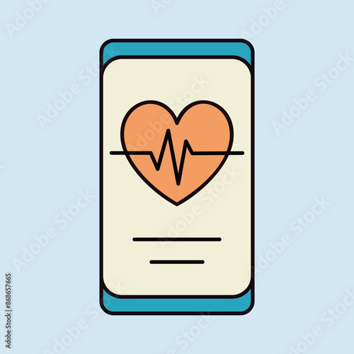 Heartbeat rate in smart phone vector icon