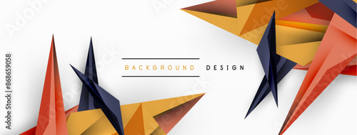 Minimal geometric abstract background. Low poly dynamic triangle design. Trendy techno business template for wallpaper, banner, background or landing