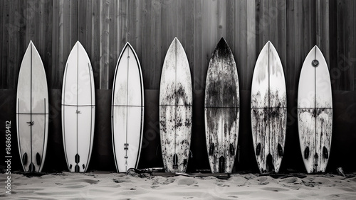 Surfboards - Black And White, Monochrome, Noir Photography, Abstract, Minimalist, Timeless