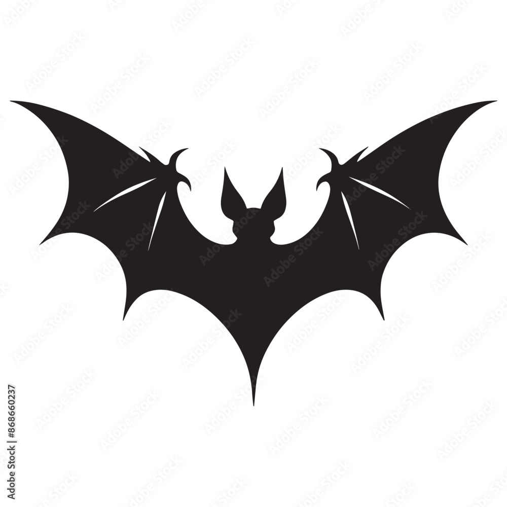 Scary halloween bat black silhouette isolated on white background Scary halloween bat black silhouette isolated on white background