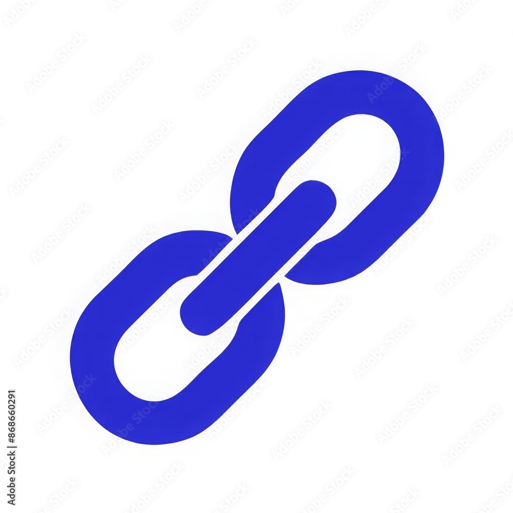 Chain link icon in blue outline, minimalistic design symbolizing connection and strength Chain link icon in blue outline, minimalistic design symbolizing connection and strength