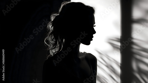 Woman Silhouette - Black And White, Monochrome, Noir Photography, Abstract, Minimalist, Timeless