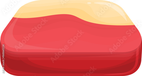 Sweet two layered jelly dessert with cream filling is waiting to be eaten