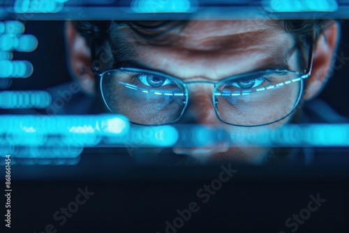 Wallpaper Mural Closeup of a Man's Face with Blue Glow Torontodigital.ca