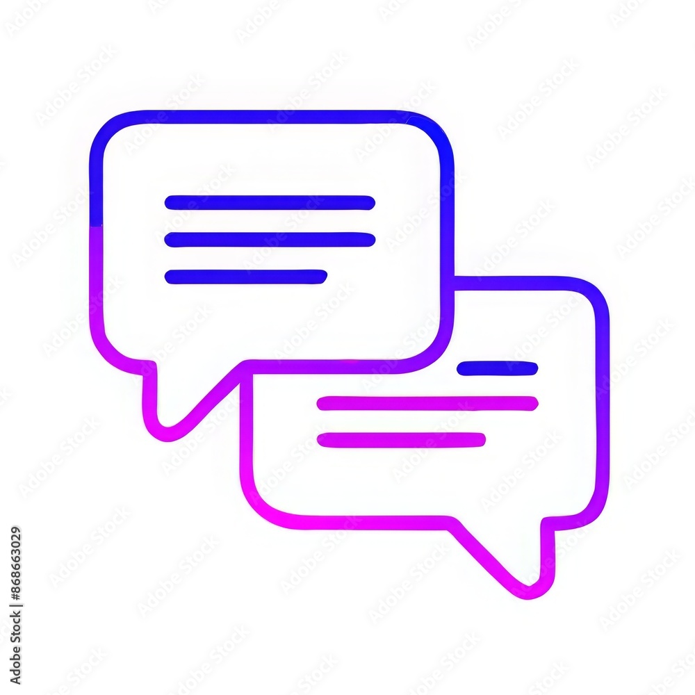 Neon gradient chat icon with speech bubbles, pink and blue colors, minimalist design Neon gradient chat icon with speech bubbles, pink and blue colors, minimalist design