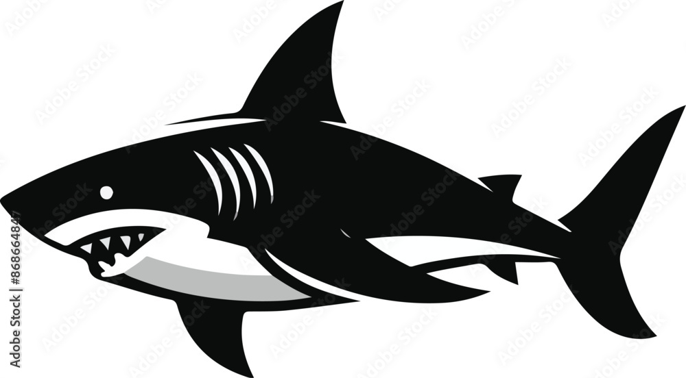 Fototapeta premium Hand Drawn Engraving Pen and Ink White Shark Vintage Vintage Vector Illustration