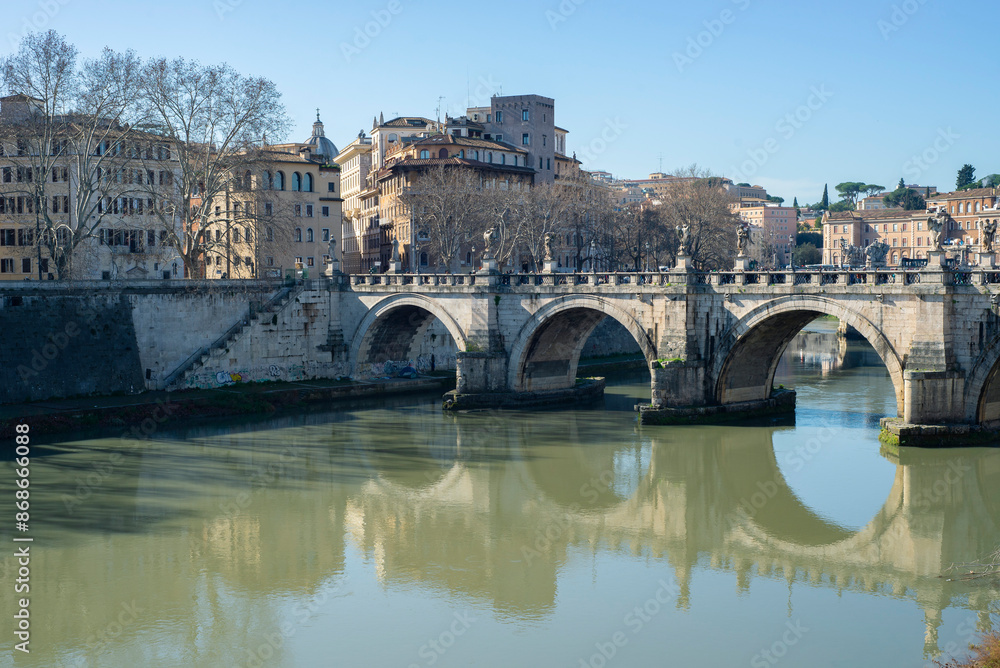 Fototapeta premium Rome, river Tiber and bridges