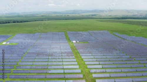 Aerial photography of photovoltaic grassland in Huolingol City, Tongliao City, Inner Mongolia photo
