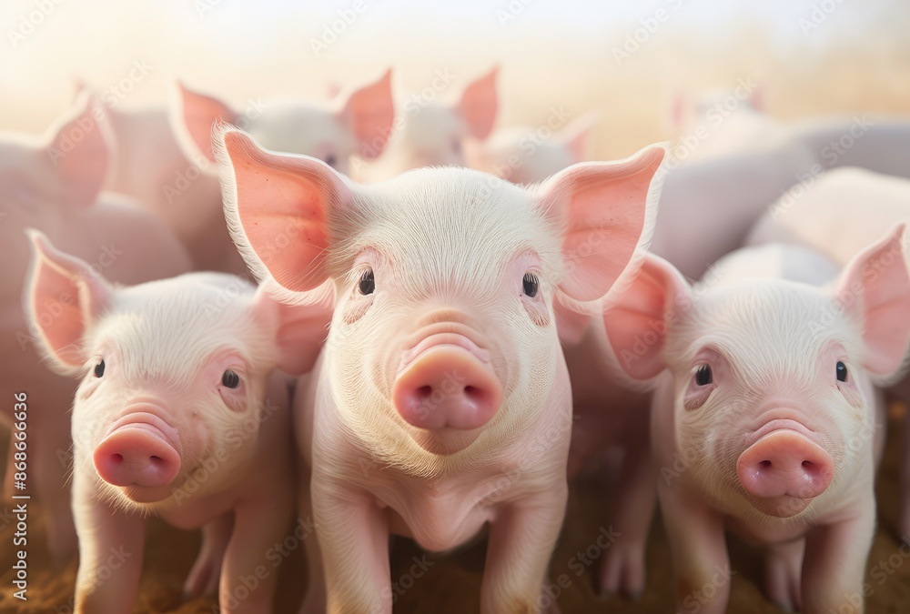 Group of piglets in the pig farm. Selective focus. Group of piglets in the pig farm. Selective focus.