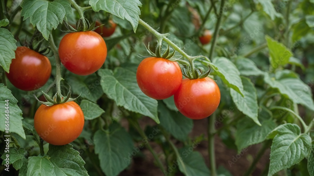 Vibrant Red Tomatoes on Lush Green Vines Natures Bounty Collection Vibrant Red Tomatoes on Lush Green Vines Natures Bounty Collection