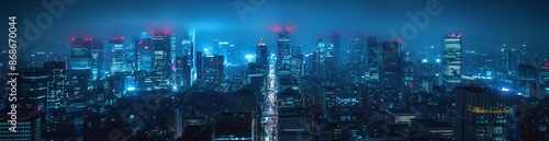 an incredible futuristic cityscape at night, skyscrapers