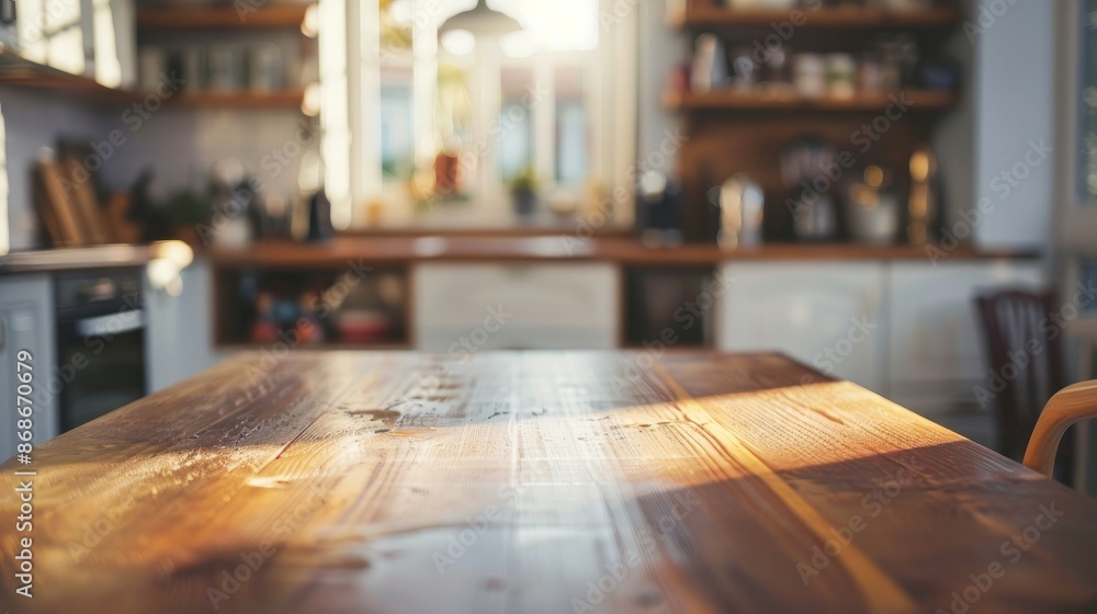 Kitchen table with a blurred kitchen in the background.
Kitchen table with a blurred kitchen in the background.