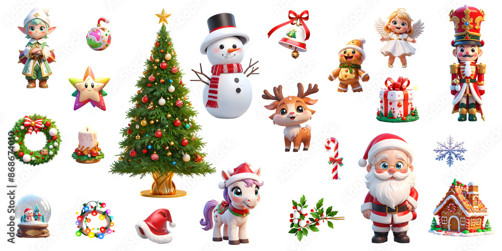 Set of christmas elements 3D Set of christmas elements 3D