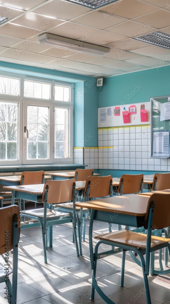 View of modern classroom in school 