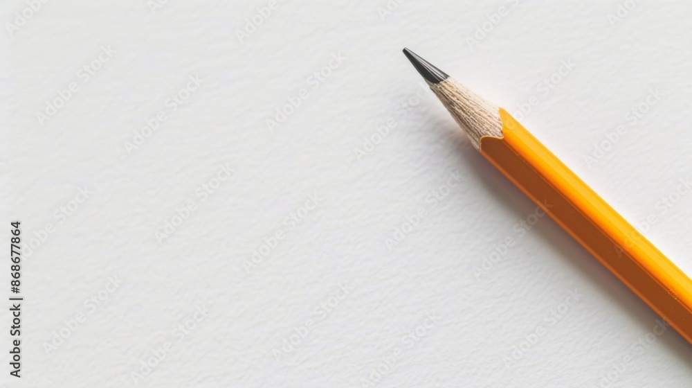 A Single Yellow Pencil on White Paper A Single Yellow Pencil on White Paper