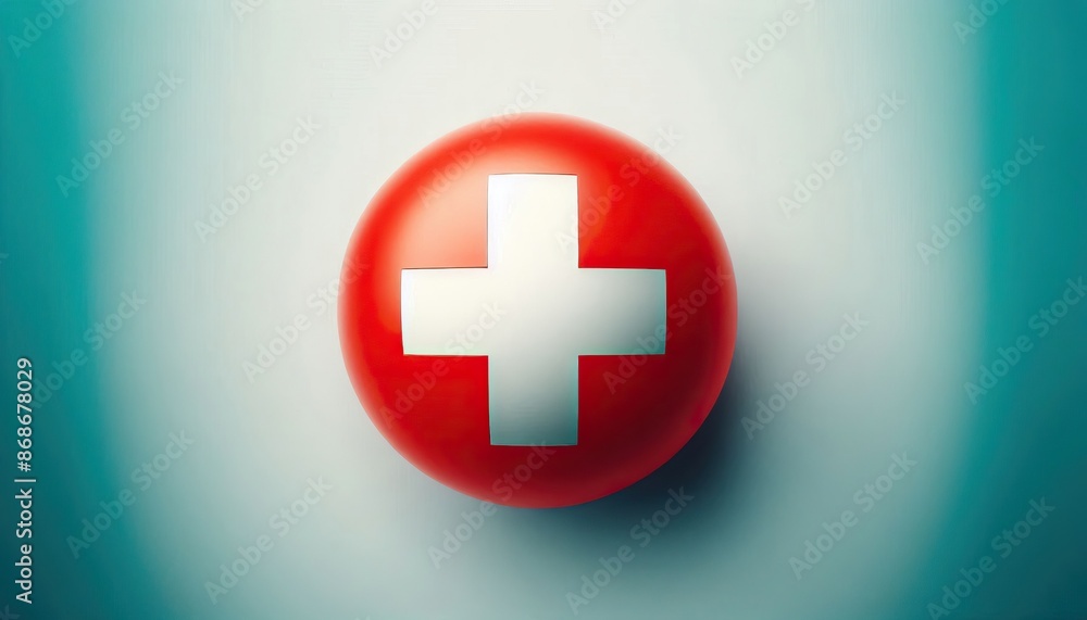 Obraz premium Swiss flag in balloon shape on blue background unique representation