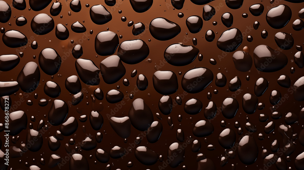 Fototapeta premium Brown Drops on Black Background, Abstract Image, Texture, Pattern Background, Wallpaper, Background, Cell Phone Cover and Screen, Smartphone, Computer, Laptop, 9:16 and 16:9 Format - PNG