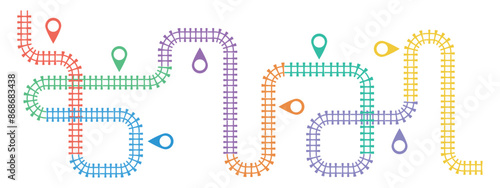 Railroad tracks, railway simple icon, rail track direction, train tracks colorful vector illustrations. Timeline Infographic elements, simple illustration on a white background.