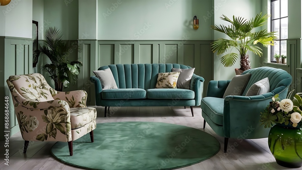 Obraz premium Green living room interior