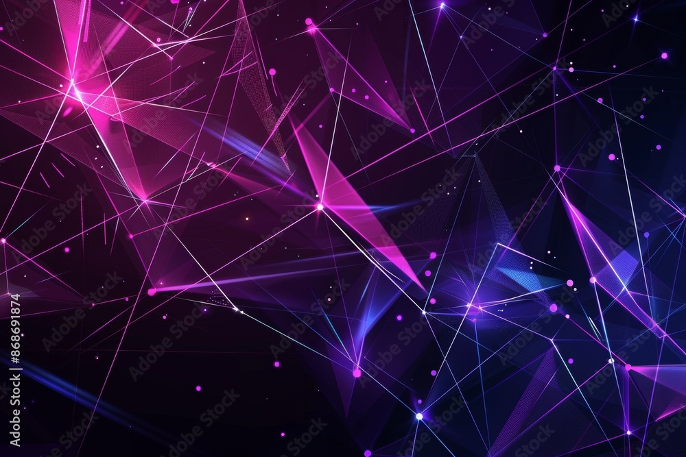 The background is a background of violet geometric shapes and colored light connections. Stock photo. The background is a background of violet geometric shapes and colored light connections. Stock photo.