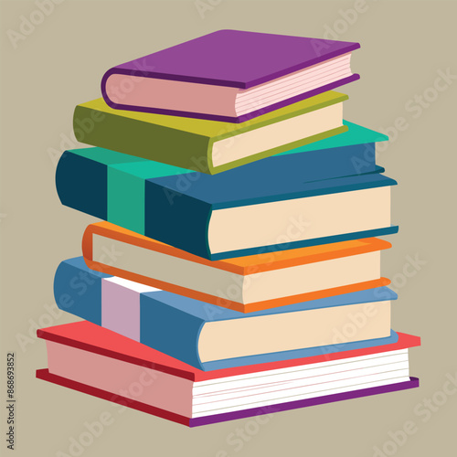 Illustration of a hand-drawn, flat stack of books
