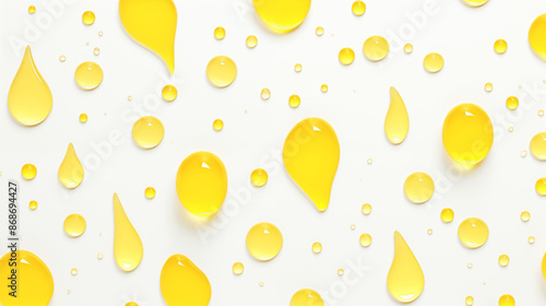 Yellow Paint and Water Drops on White Background, Abstract Image, Texture, Pattern Background, Wallpaper, Background, Cell Phone Cover and Screen, Smartphone, Computer, Laptop, 9:16 and 16:9 Format - 