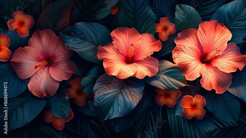 Wallpaper Mural Wallpaper texture with exotic floral pattern in a modern style Torontodigital.ca