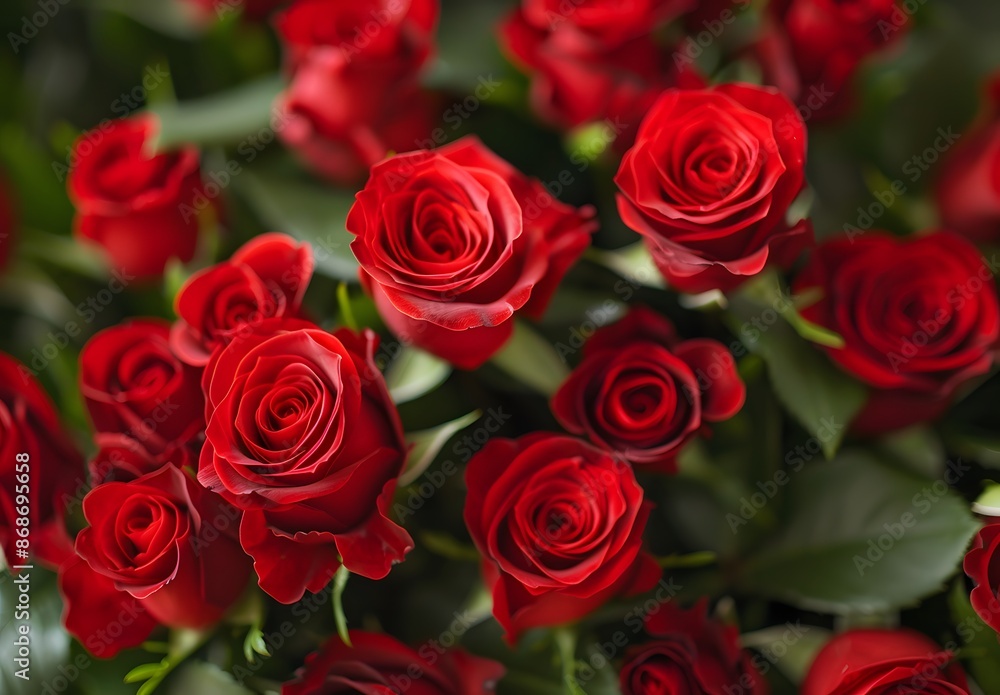 Obraz premium Vibrant Red Roses Bouquet for Valentine's Day