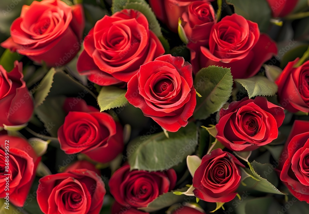 Close-Up Red Roses Bouquet Valentine's Day Close-Up Red Roses Bouquet Valentine's Day