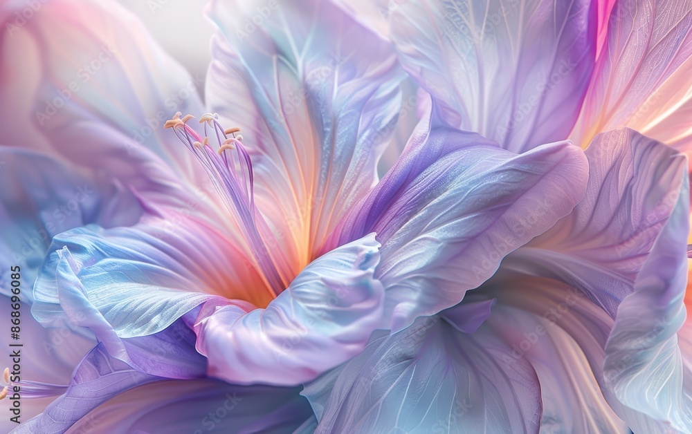 A close up of a purple flower with a yellow center, vibrant and colorful A close up of a purple flower with a yellow center, vibrant and colorful