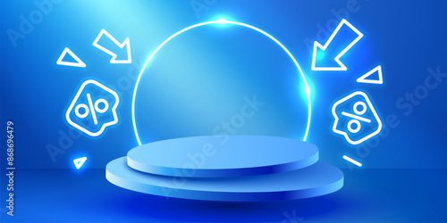 Colorful discount sale podium. Special offer composition.