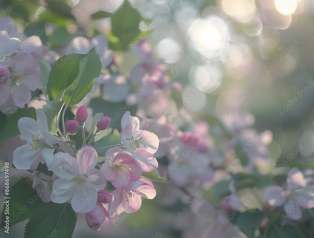 Delicate Pink Apple Blossoms in Sunlight Delicate Pink Apple Blossoms in Sunlight
