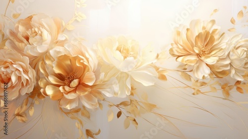 Gentle golden glow on a soft ivory background, luxurious and warm