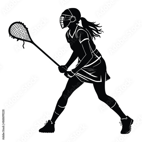 Lacrosse silhouettes and icons. Black flat color simple elegant white background Lacrosse sports vector and illustration.