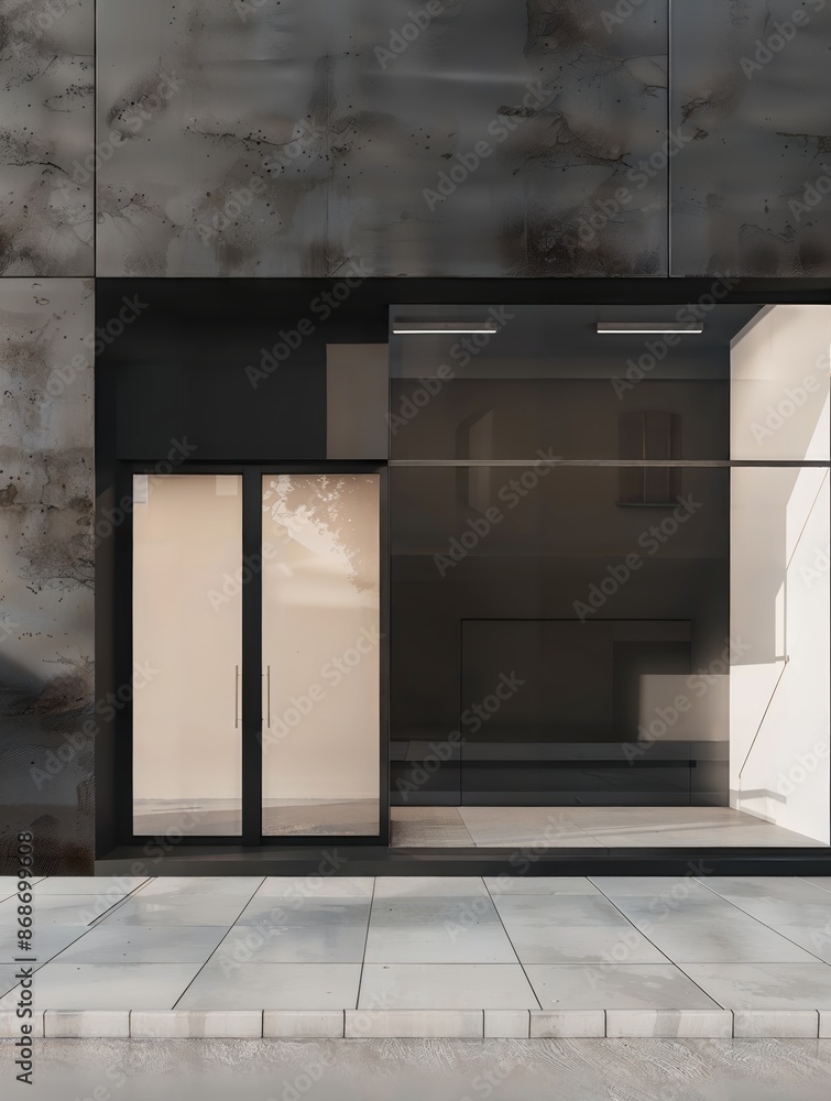 Modern storefront with concrete facade Modern storefront with concrete facade