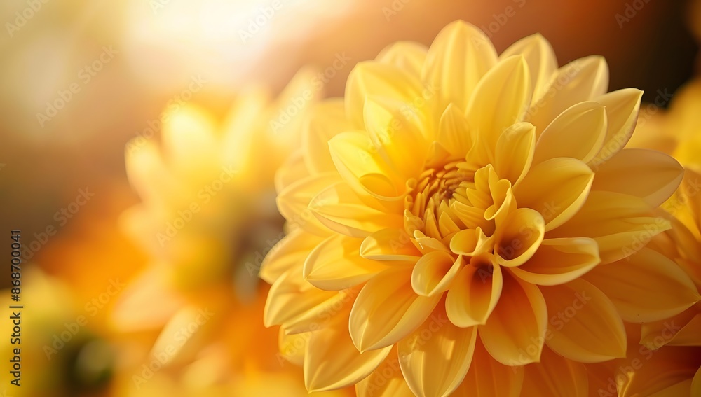 Close-Up of Vibrant Yellow Dahlia Flower in Sunlight Close-Up of Vibrant Yellow Dahlia Flower in Sunlight