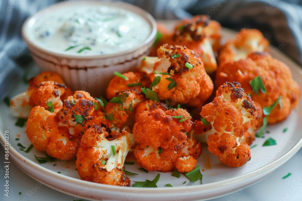 Spicy Roasted Cauliflower with Creamy Dip Spicy Roasted Cauliflower with Creamy Dip