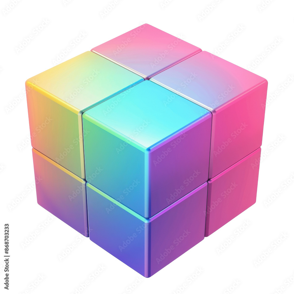 Colorful 3D cube with vibrant gradient hues, representing geometric design, creativity, and technology in a visually striking manner. Colorful 3D cube with vibrant gradient hues, representing geometric design, creativity, and technology in a visually striking manner.